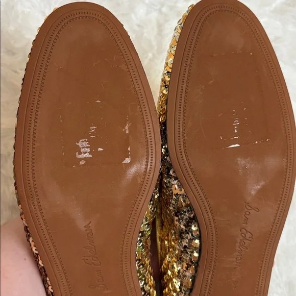 NEW In Box Sam Edelman Gold Loraine Octane Sequined Loafers In Size 8M - Picture 10 of 14